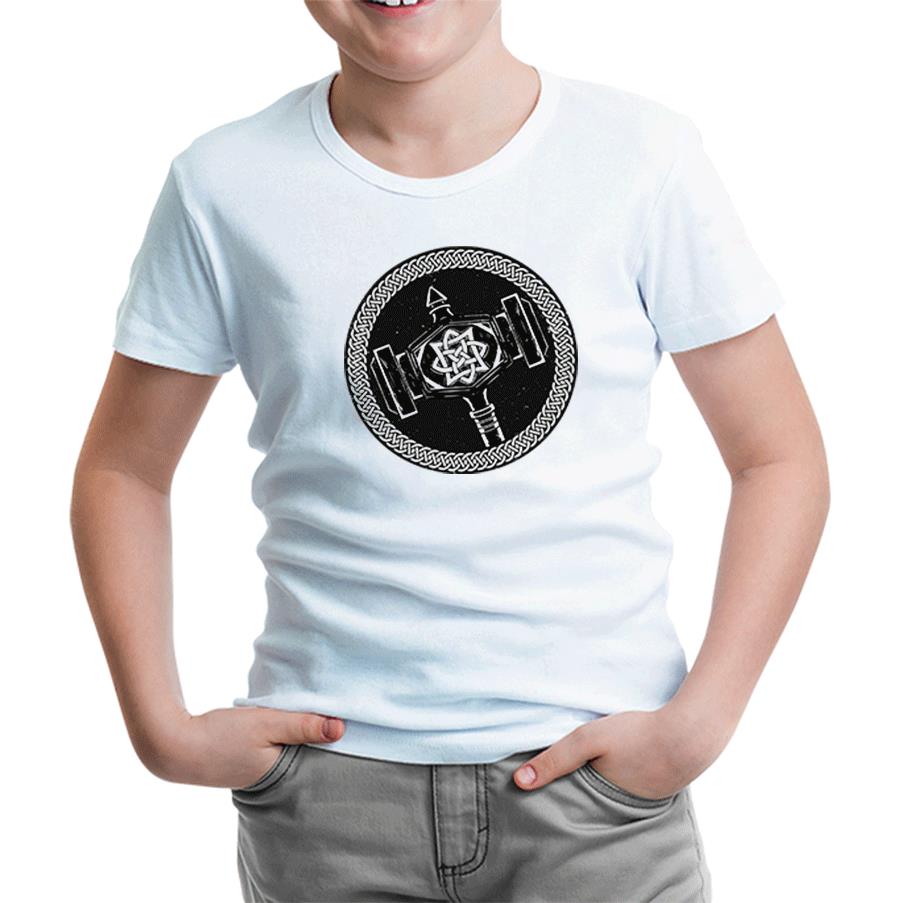 Viking Hammer Logo Beyaz Çocuk Tshirt