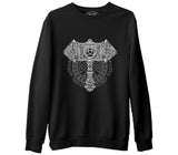 Viking Hammer with the Knot Siyah Erkek Kalın Sweatshirt