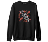 Viking Logo - Karga Siyah Erkek Kalın Sweatshirt