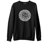 Viking - Logo Zincir Siyah Erkek Kalın Sweatshirt