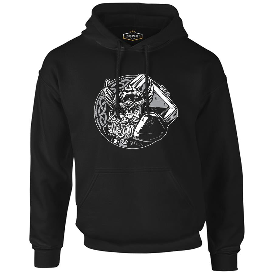 Viking Warrior with Eye Patch Black Men's Zipperless Hoodie