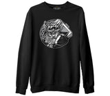 Viking Warrior with Eye Patch Siyah Erkek Kalın Sweatshirt