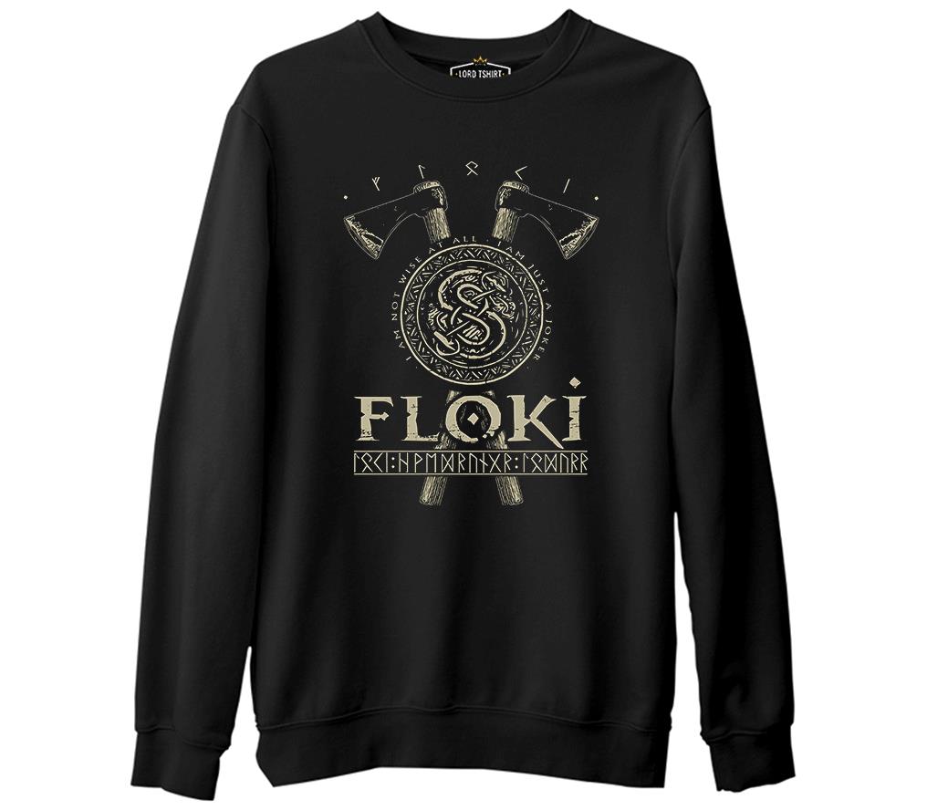 Vikings - Floki  Siyah Erkek Kalın Sweatshirt