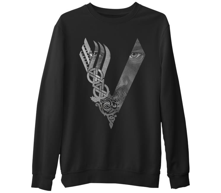 Vikings - Logo Eyes Siyah Erkek Kalın Sweatshirt