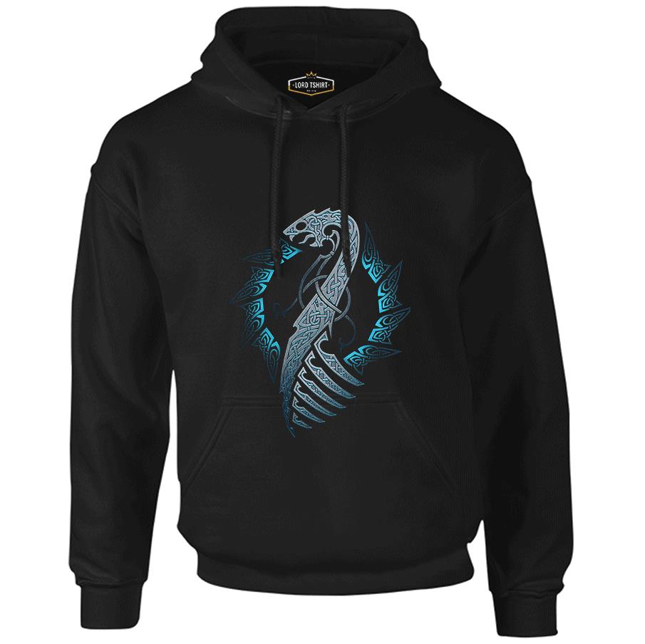Vikings - Moon Hunter Black Men's Zipperless Hoodie