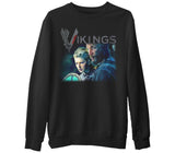 Vikings - Ragnar & Lagertha  Siyah Erkek Kalın Sweatshirt