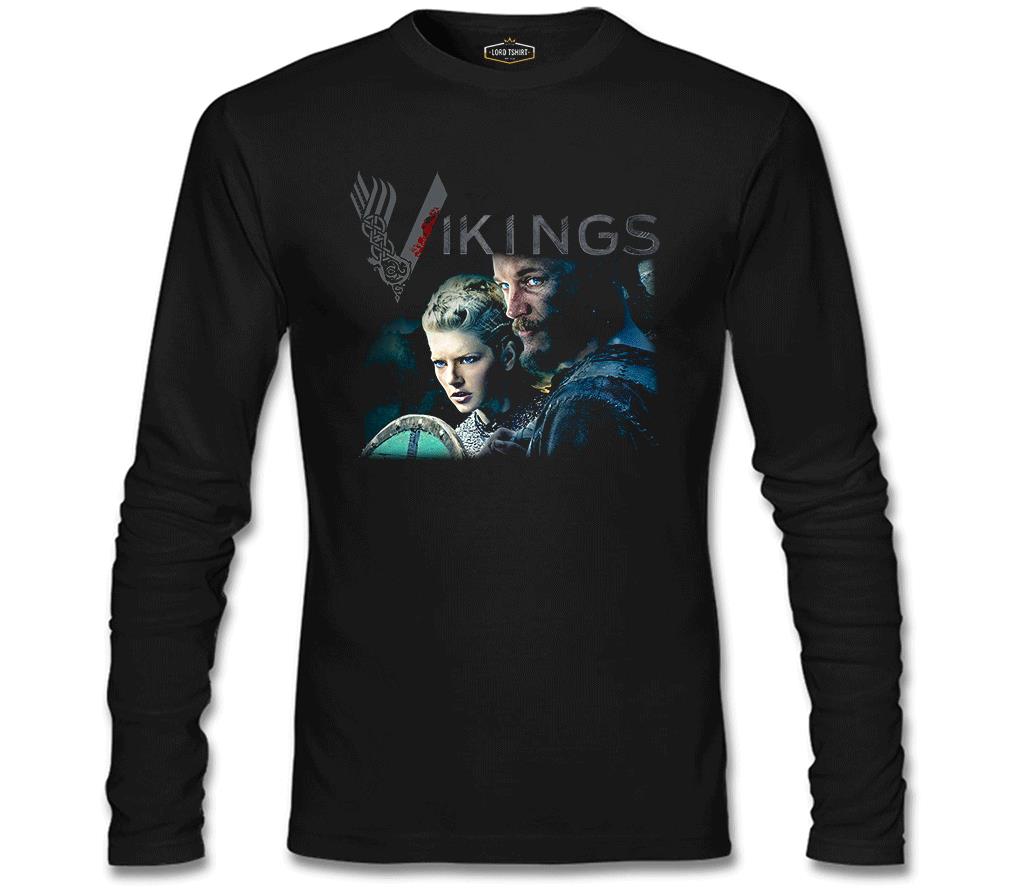 Vikings - Ragnar & Lagertha Siyah Erkek Sweatshirt