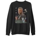 Vikings - Ragnar Axe Siyah Erkek Kalın Sweatshirt