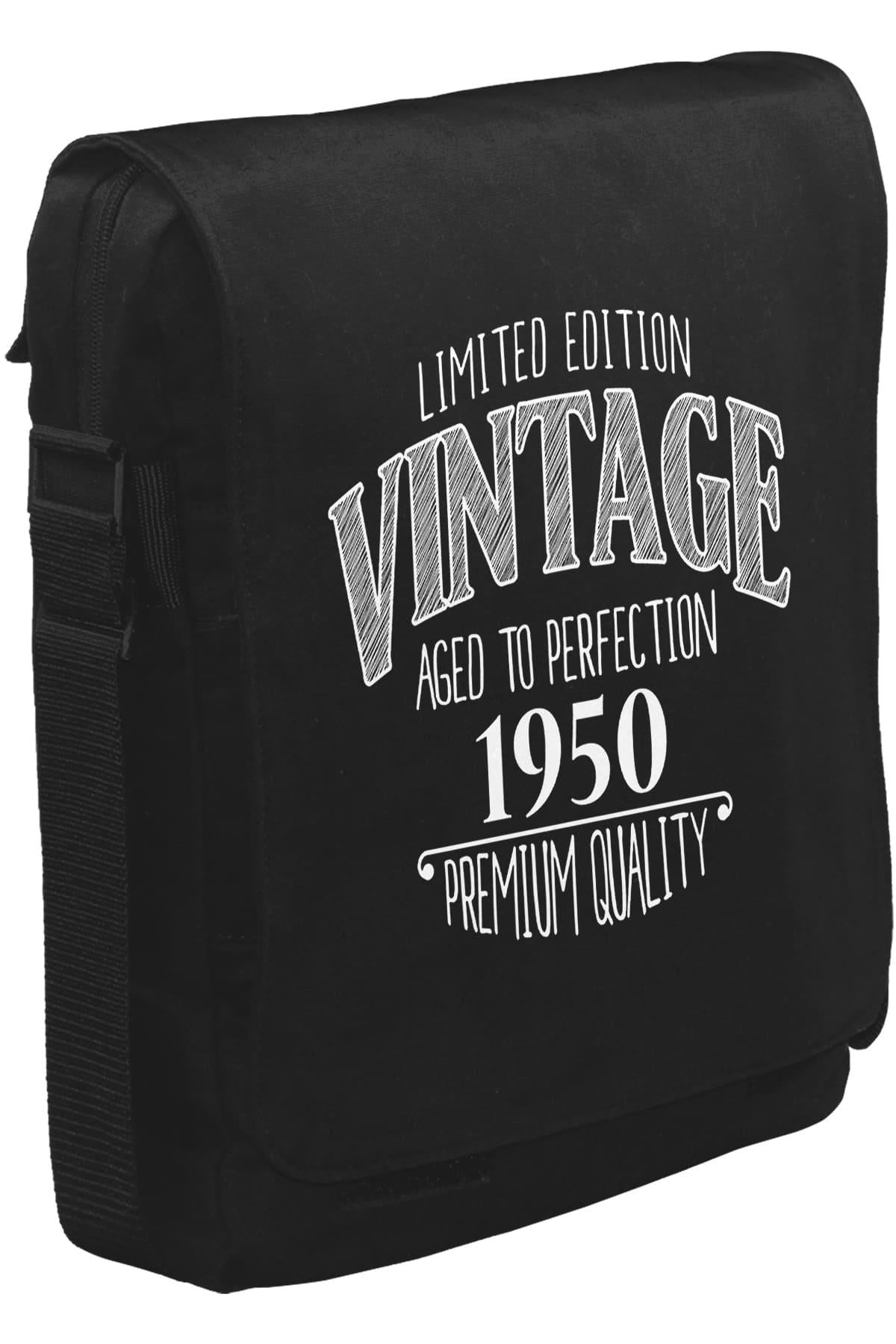 Vintage Premium 1950 Unisex Siyah Postacı Çanta