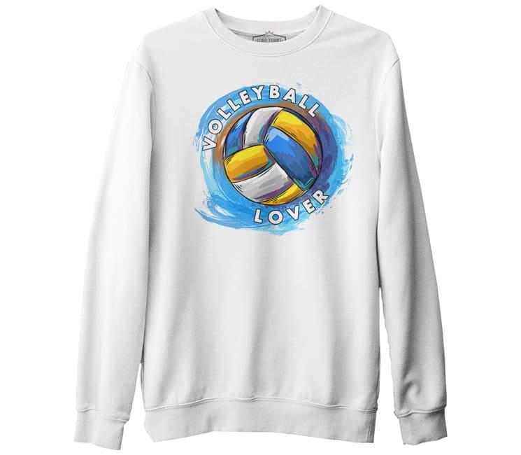 Voleybol Aşkı Beyaz Erkek Kalın Sweatshirt