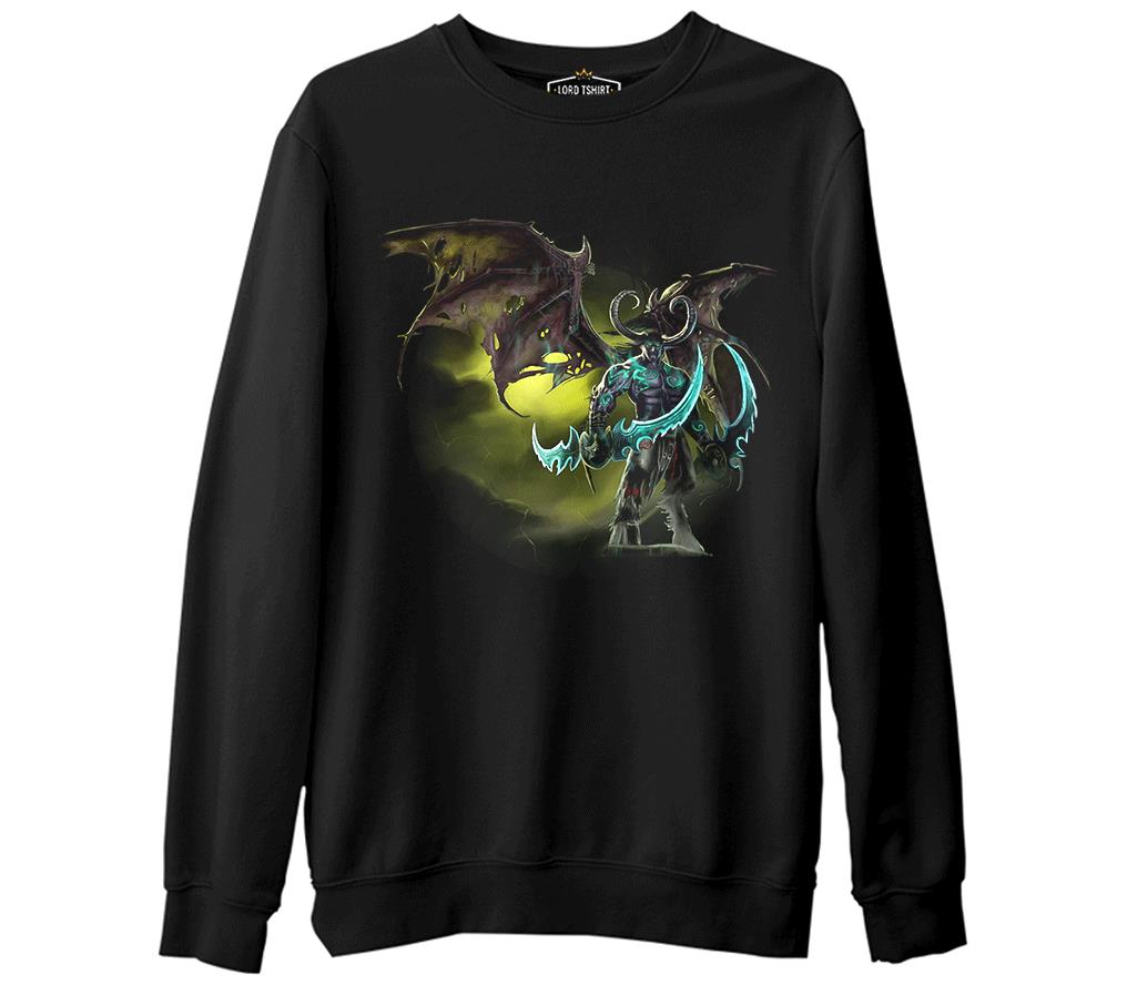 Warcraft - Illidan Stormrage  Siyah Erkek Kalın Sweatshirt