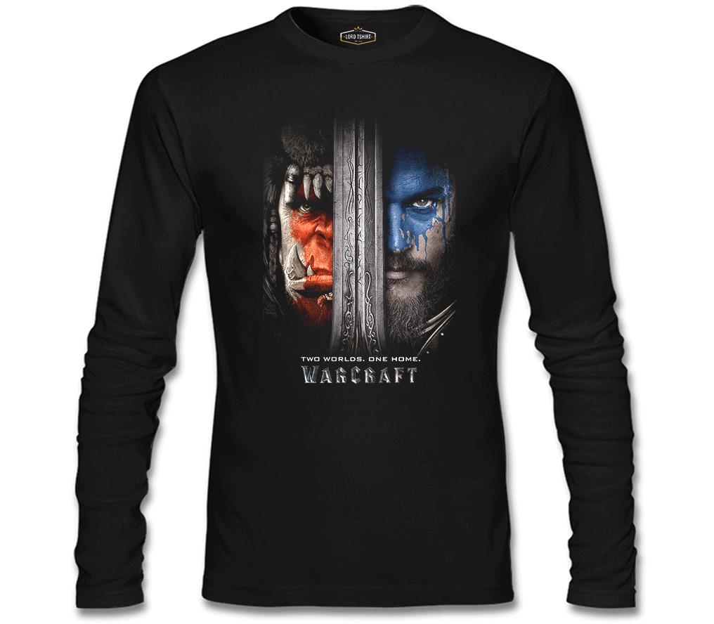 Warcraft - Two Worlds One Home Siyah Erkek Sweatshirt