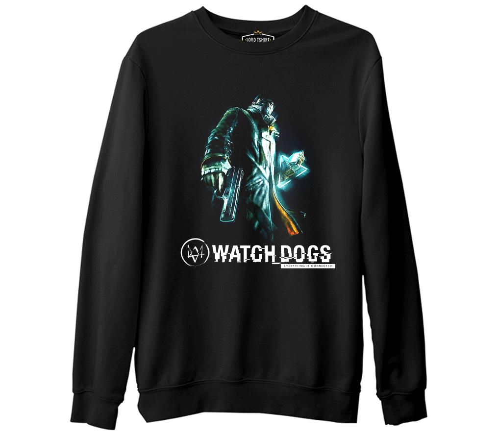 Watch Dogs  Siyah Erkek Kalın Sweatshirt