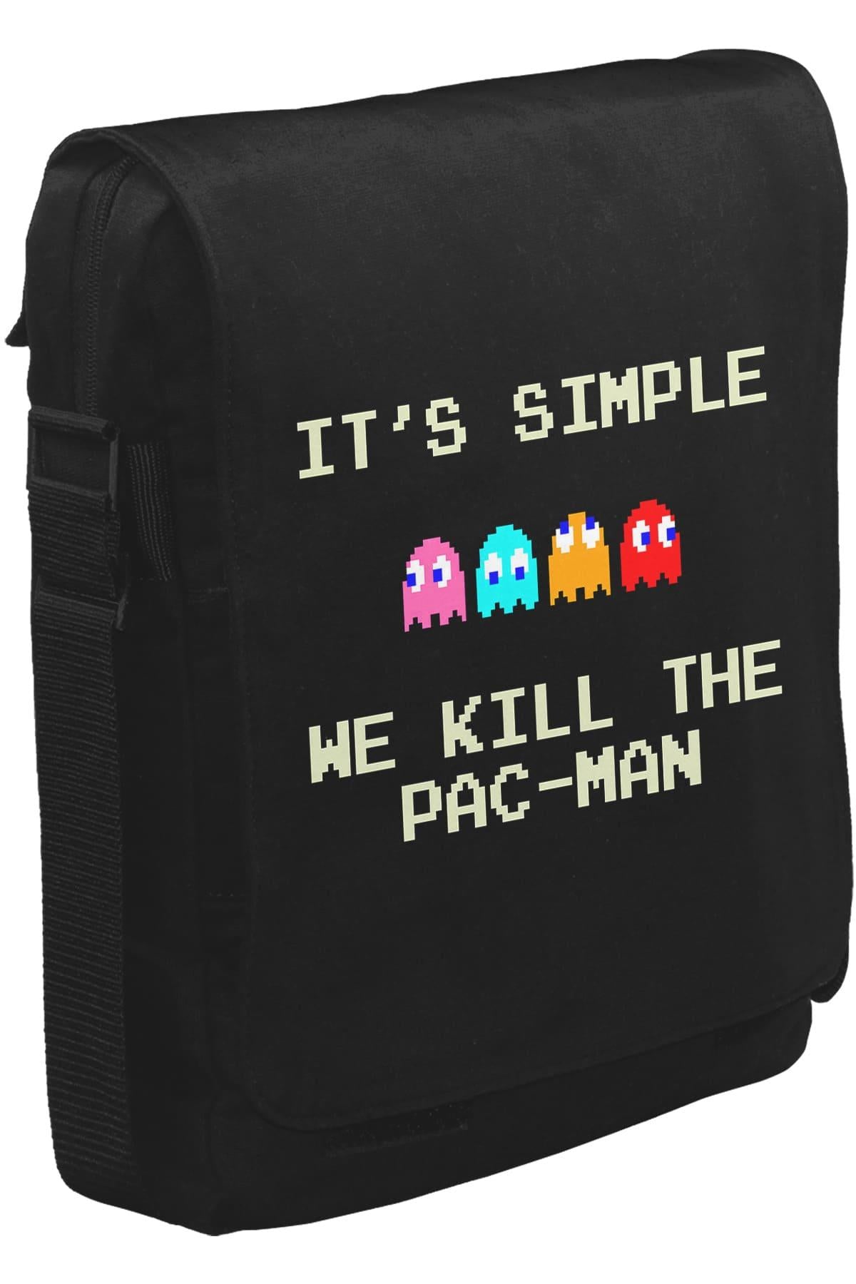 We Kill the Pac-Man Unisex Siyah Postacı Çanta