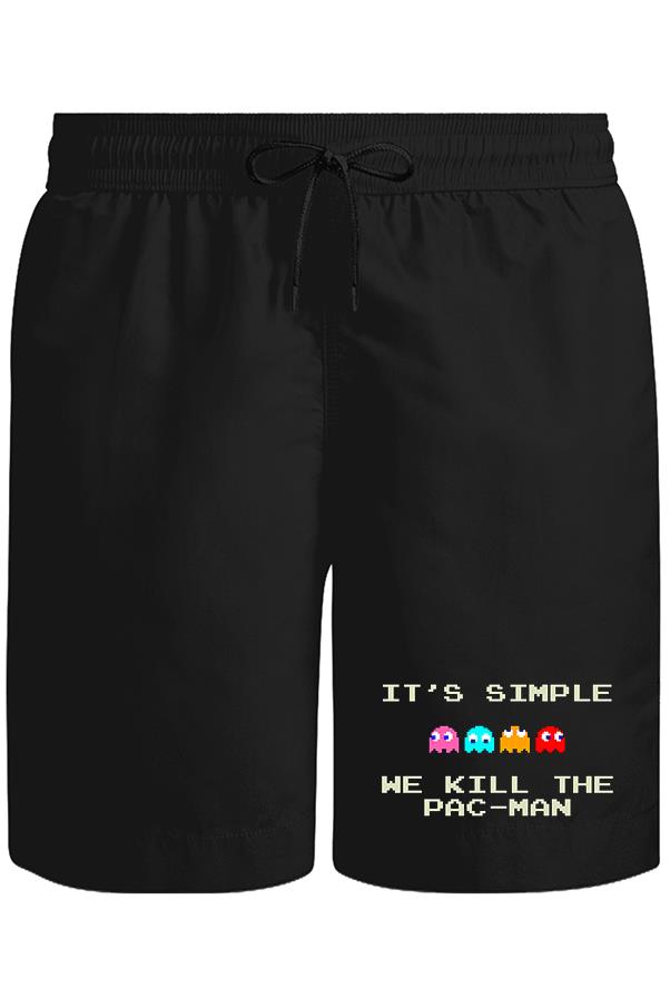 We Kill the Pac-Man Unisex Siyah Şort
