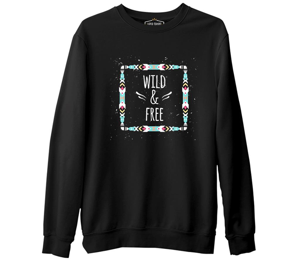 Wild and Free Siyah Erkek Kalın Sweatshirt