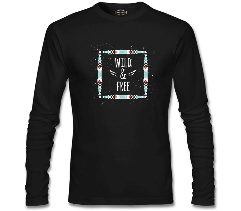 Wild and Free Siyah Erkek Sweatshirt