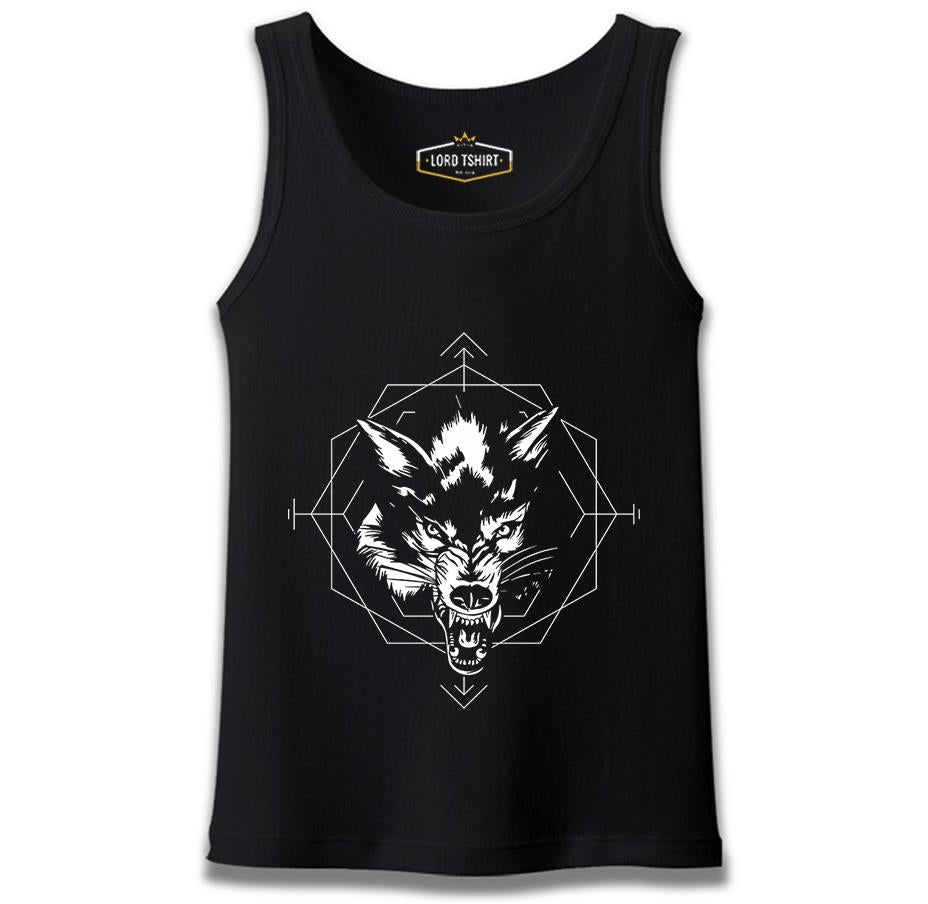Wild Wolf Head in an Octagon Shape Black Men's Athlete