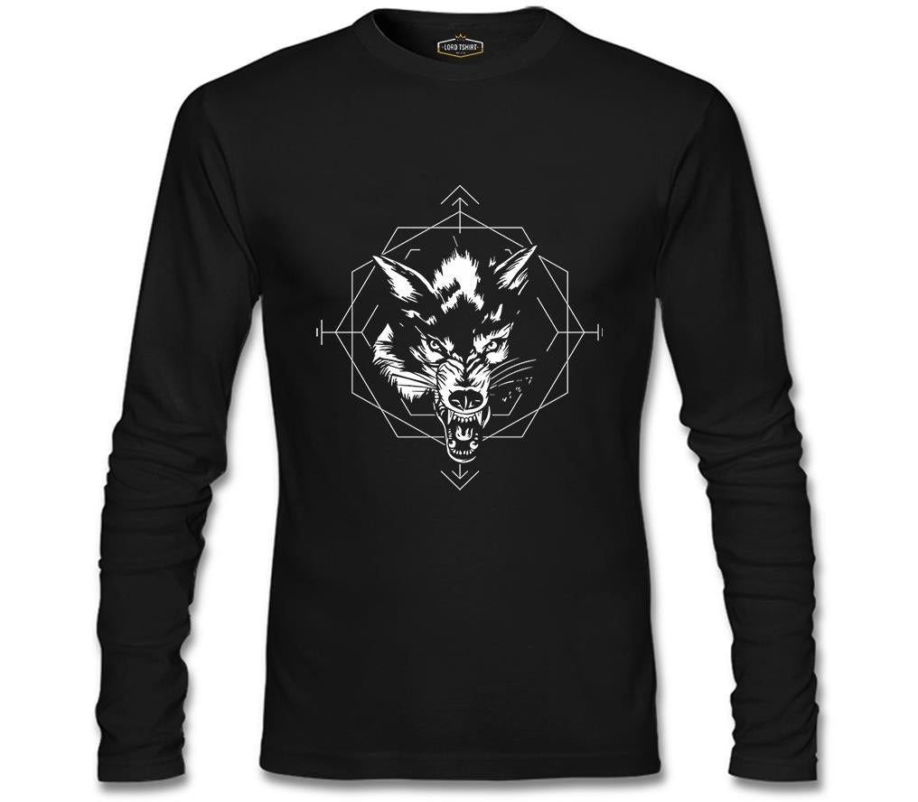 Wild Wolf Head in an Octagon Shape Black Men's Sweatshirt