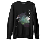 Wild Wolf in the Forest Siyah Erkek Kalın Sweatshirt