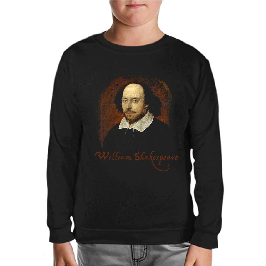 William Sheakspeare - Portre Siyah Çocuk Sweatshirt