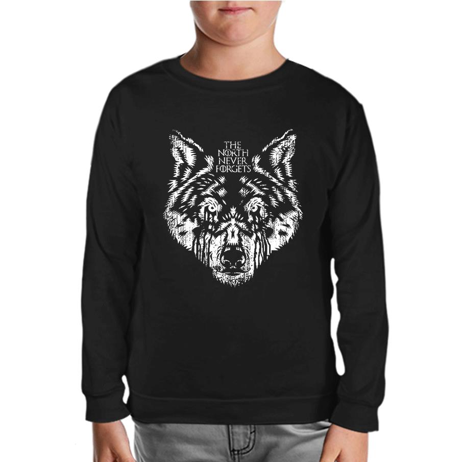 Winter is Coming Wolf Black Kids Sweatshirt