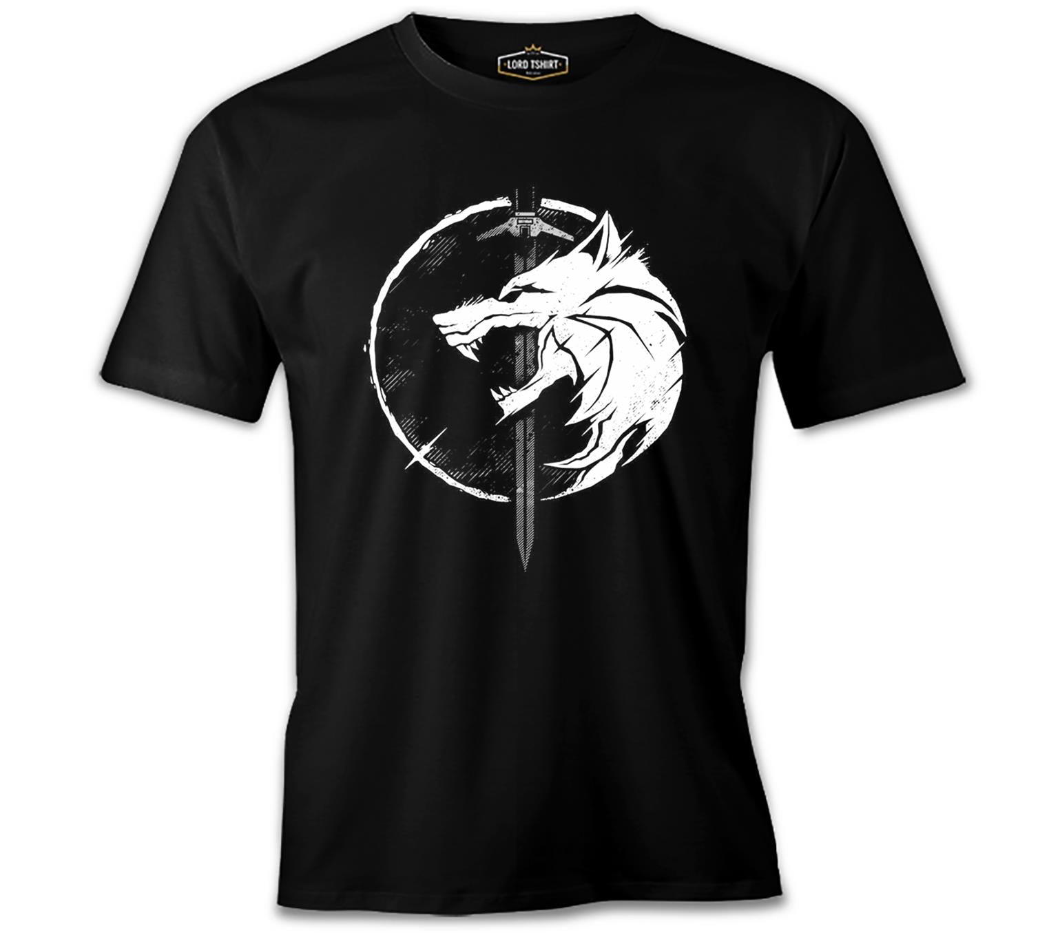 Wolf and Sword Siyah Erkek Tshirt