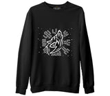 Wolf Howling and Viking Knots Siyah Erkek Kalın Sweatshirt