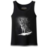 Wolf Howling at the Moon Realistic Black Men's Athlete