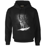 Wolf Howling at the Moon Realistic Black Men's Zipperless Hoodie