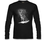 Wolf Howling at the Moon Realistic Black Men's Sweatshirt