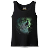 Wolf Howling in a Green Light Forest Black Men's Athlete