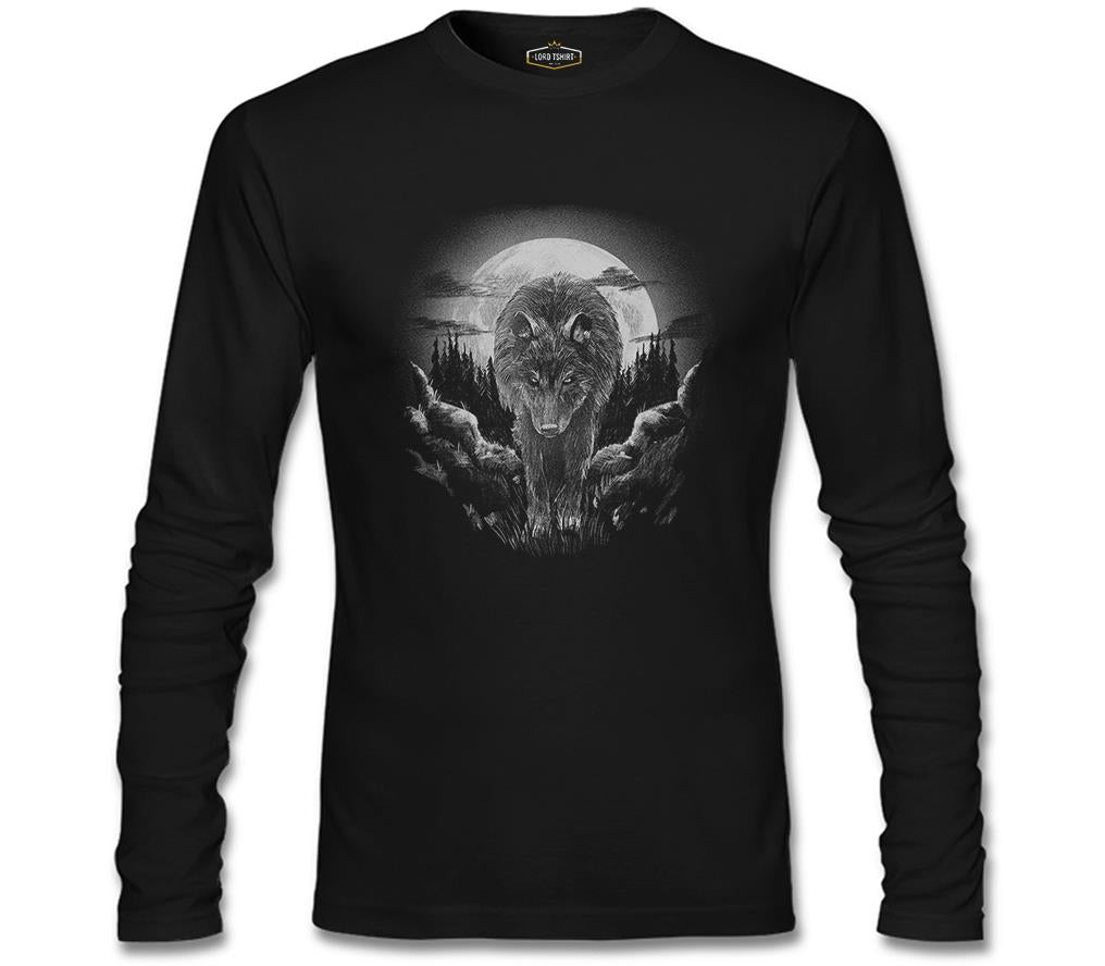 Wolf Walking in the Moonlight Black Men's Sweatshirt