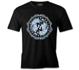 Wolfs in a Circular Viking Knot Black Men's Tshirt