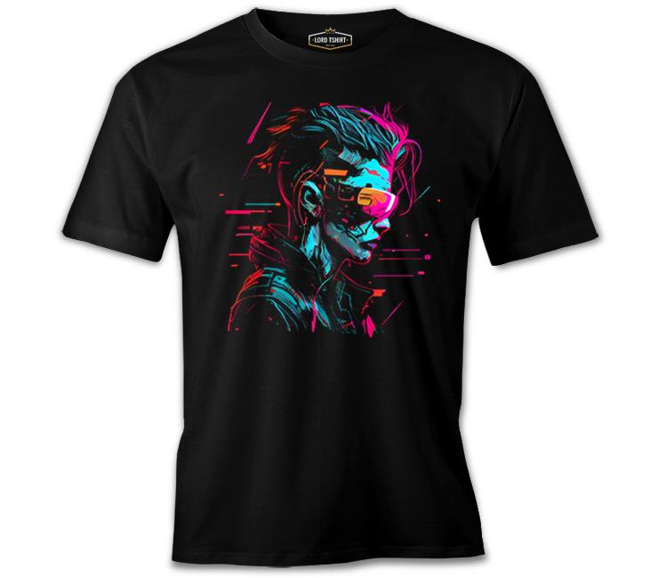 Woman Wearing VR Glasses Siyah Erkek Tshirt