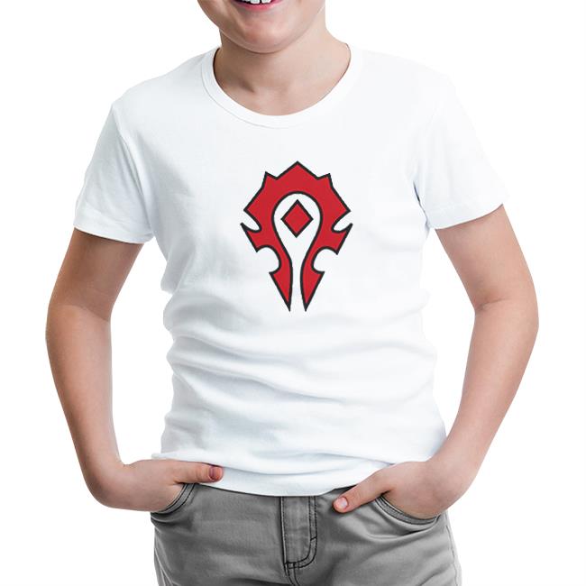 World of Warcraft - Horde Beyaz Çocuk Tshirt