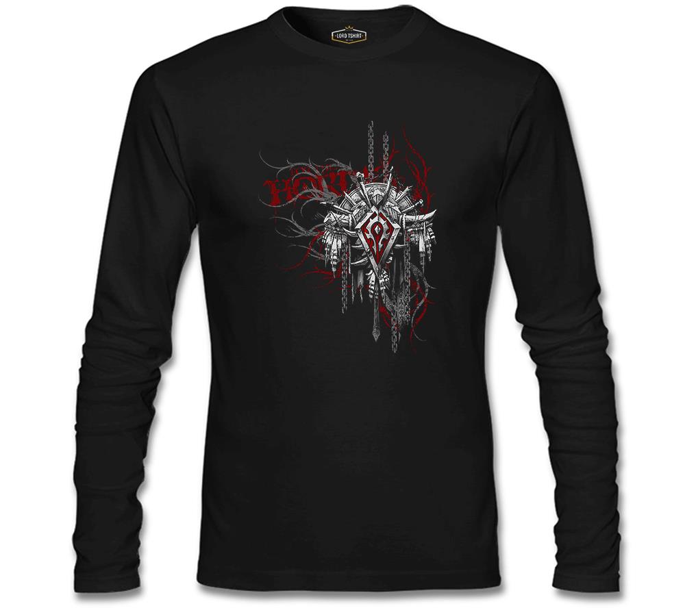 World of Warcraft - Horde Logo in Cahins Siyah Erkek Sweatshirt