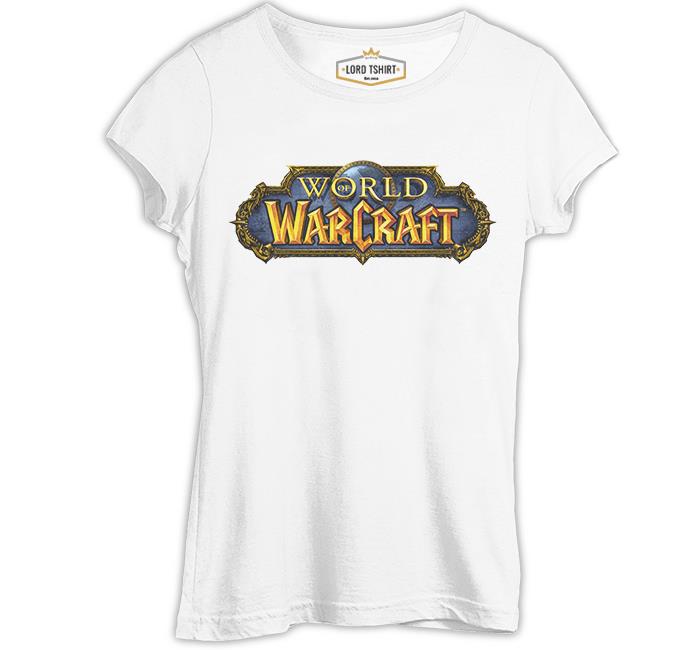 World of Warcraft - Logo Dünya Beyaz Bayan Tshirt