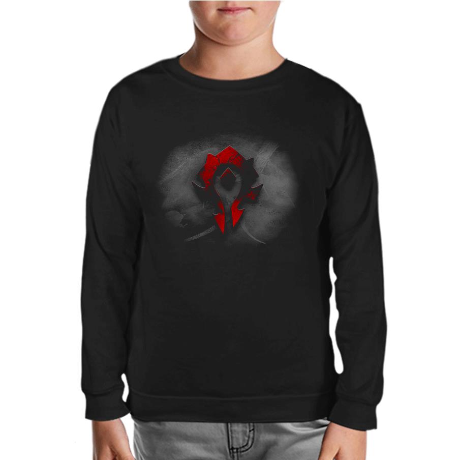 World of Worldcraft - Horde Logo Black Kids Sweatshirt
