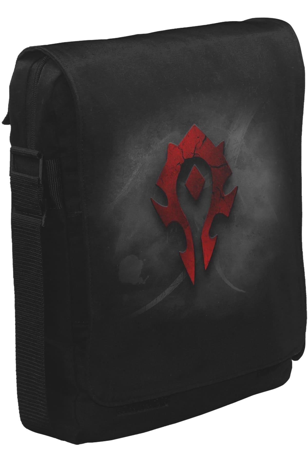World of Worldcraft - Horde Logo Unisex Siyah Postacı Çanta