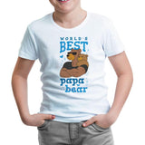 World's Best Papa Bear White Kids Tshirt