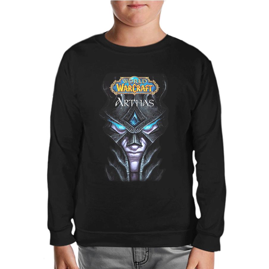 World Warcraft - Arthas Siyah Çocuk Sweatshirt