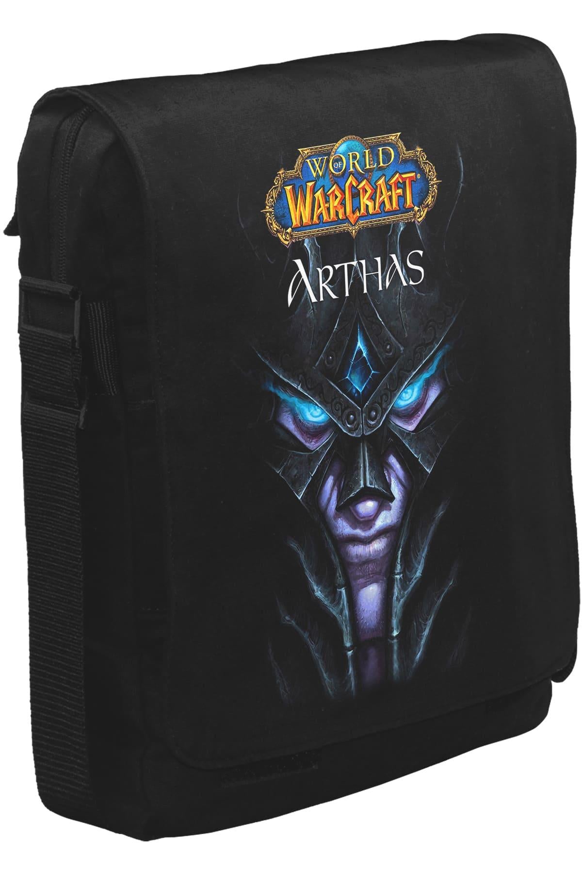 World Warcraft - Arthas Unisex Siyah Postacı Çanta