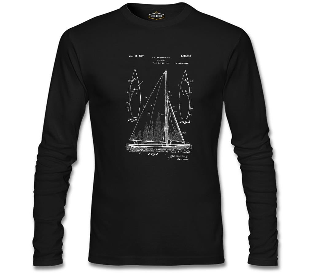 Yat Kulübü - Sail Boat Siyah Erkek Sweatshirt