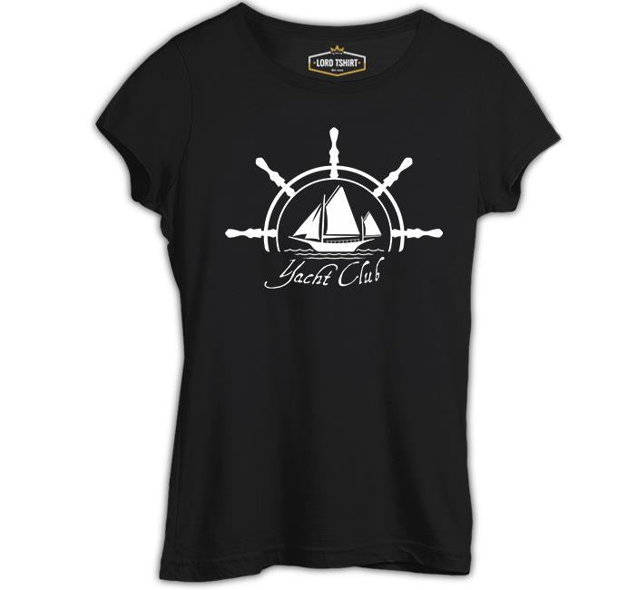 Yat Kulübü - Yatch Club Siyah Kadın Tshirt