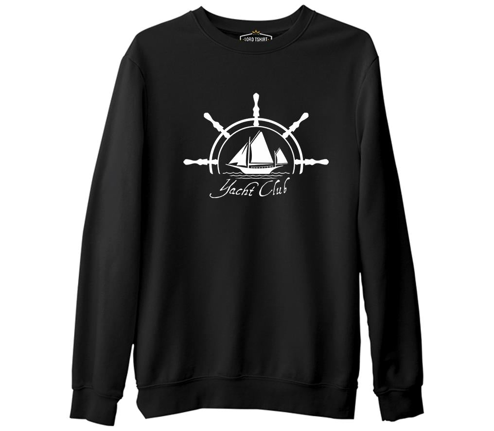 Yat Kulübü - Yatch Club Siyah Erkek Kalın Sweatshirt