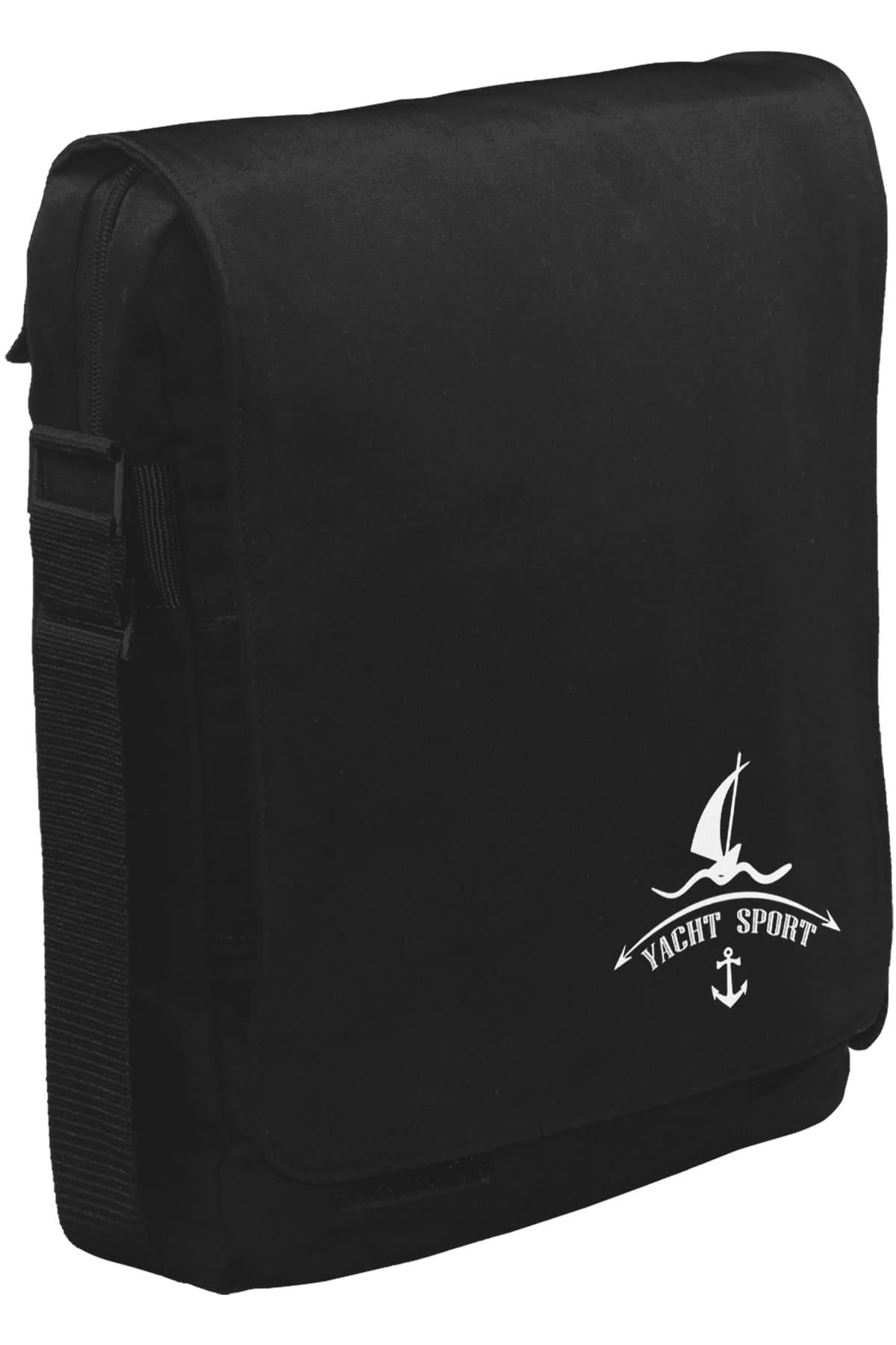 Yat Kulübü - Yatch Logo Unisex Siyah Postacı Çanta
