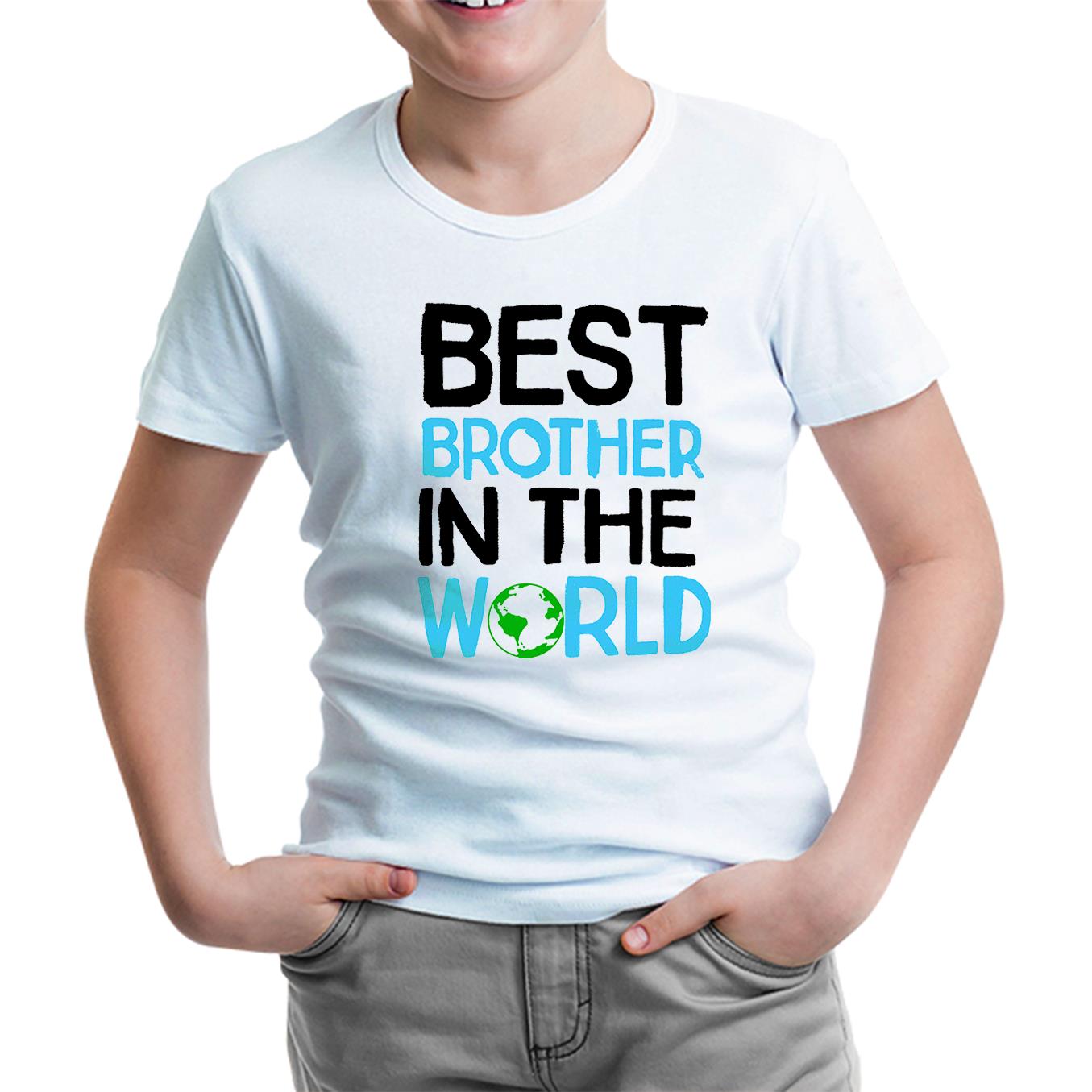 Text - Best Brother in the World White Kids Tshirt