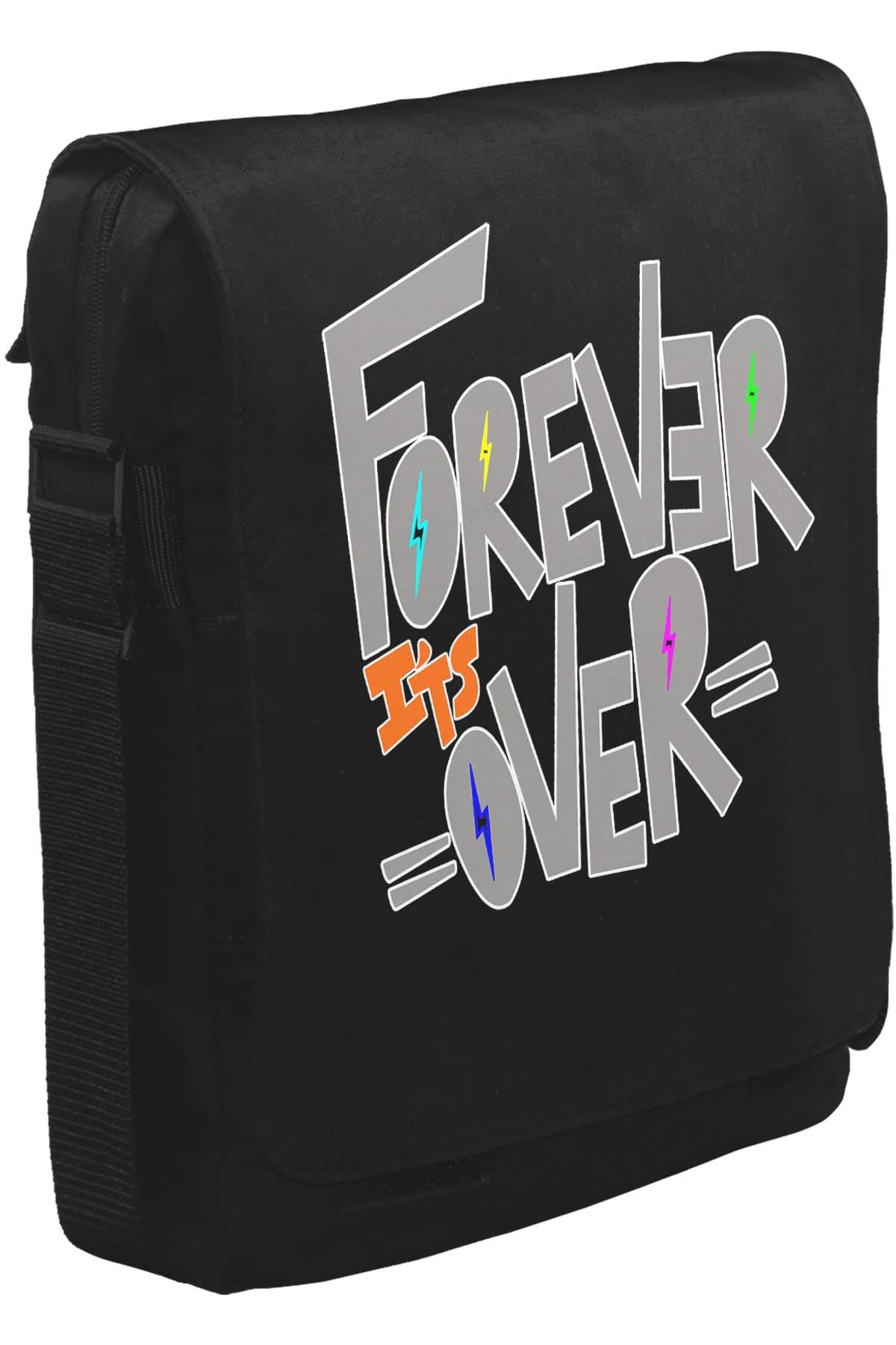 Yazı - Forever it's Over Unisex Siyah Postacı Çanta