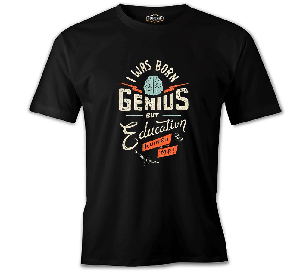 Yazı - Genius Siyah Erkek Tshirt